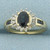 Sapphire and Diamond Halo Ring in 10k Yellow Gold