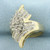 Round and Baguette Diamond Bypass Ring in 10k Yellow Gold