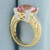 Checkerboard Pink Topaz and Diamond Ring in 14k Yellow Gold