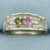 Pink Topaz and Peridot Ring in 14k White Gold