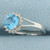 Swiss Blue Topaz and Diamond Halo Ring in 14k White Gold