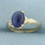 Sapphire Cabochon Solitaire Ring in 14k Yellow Gold