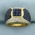 Invisible Set Sapphire and Diamond Pave Ring in 18K Yellow Gold