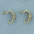 Diamond Half Hoop X Design Earrings in 14k Yellow Gold