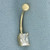 CZ Belly Ring in 14k Yellow Gold