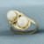 Cultured Akoya Pearl Toi et Moi Ring in 10k Yellow Gold