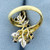 Sapphire and Diamond Branch Design Bypass Ring in 14K Yellow Gold