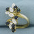 Sapphire and Diamond Branch Design Bypass Ring in 14K Yellow Gold