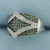 Green and White Diamond Pave Ring in 10k White Gold