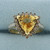 Checkerboard Citrine, Cognac Diamond, and White Diamond Ring in 14k Yellow Gold