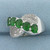 Green Garnet and Diamond Ring in 10k White Gold