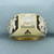 Masonic Scottish Rite Diamond Ring in 14k Yellow Gold
