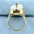 Vintage Akoya Pearl and Ruby Satement Ring in 14K Yellow Gold