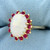 Opal and Ruby Halo Ring in 14k Yellow Gold