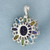 Rainbow Gemstone and Diamond Statement Pendant in 18k White Gold