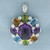 Rainbow Gemstone and Diamond Statement Pendant in 18k White Gold