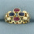 Ruby and Sapphire Panther Link Ring in 14k Yellow Gold