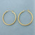 Diamond Cut Leaf Design Hoop Earrings in 14k Yellow Gold