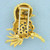 Italian Made Lapis, Ruby, and Diamond Bird Pin in 18K Yellow Gold