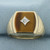 Mens Tiger Eye and Diamond Ring in 10k Yellow Gold