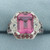 Pink Topaz and Diamond Ring in 10k White Gold