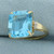 Swiss Blue Topaz and Diamond Ring in 14k Yellow Gold