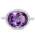 Amethyst and Diamond Oval Halo Statement Ring in Sterling Silver
