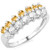 Yellow and White Sapphire Double Row Ring in Sterling Silver