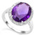Vintage Style Large Amethyst and Diamond Ring in Sterling Silver