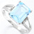Emerald Cut Blue Topaz & Diamond Split Shank Ring in Sterling Silver