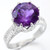 Claw Set Amethyst and Diamond Ring in Sterling Silver