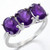 Amethyst 3-Stone Ring in Sterling Silver
