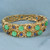 Graduated Natural Sapphire and Jade Heavy Bangle Bracelet in 14K Yellow Gold