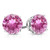 8MM Round Lab Pink Sapphire Earrings in Sterling Silver