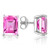 5x7 Emerald Cut Lab Pink Sapphire Earrings in Sterling Silver