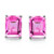 4x6 Emerald Cut Lab Pink Sapphire Earrings in Sterling Silver