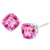 5MM Cushion Lab Pink Sapphire Earrings in Sterling Silver