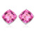 5MM Cushion Lab Pink Sapphire Earrings in Sterling Silver
