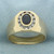 Men's Sapphire and Diamond Ring in 14K Yellow Gold
