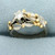 Designer Claës Giertta Modernist Diamond Ring in 18K White and Yellow Gold