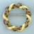 Antique Hand Painted Braided Circle Pin in 18K Yellow Gold