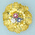 Designer Pinecone Ruby, Sapphire and Diamond Flower Brooch in 18K Yellow Gold
