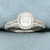 GIA 1.3ct TW Halo Engagement Ring in 14K White Gold