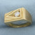 Mens Solitaire Diamond Statement Ring in 14k Yellow Gold