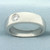 Mens Pipe Cut Solitaire Diamond Wedding Ring in Palladium