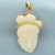 Vintage Hand Carved Angel Skin Coral Asian Women Pendant in 14k Yellow Gold