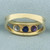 Three Stone Lab Sapphire Ring in 14k Yellow Gold