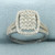 Halo Design Pave Set Diamond Ring in 14k White Gold.