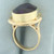 Amethyst Bamboo Design Statement Ring in 14k Yellow Gold