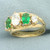 Synthetic Diamond and Emerald 5-Stone Ring in 14k Yellow Gold